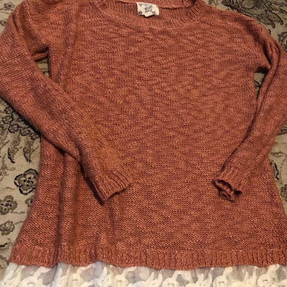 Super cute pink and lace sweater